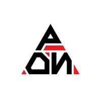 design del logo della lettera del triangolo pon con forma triangolare. monogramma pon triangolo logo design. modello di logo vettoriale triangolo pon con colore rosso. pon logo triangolare logo semplice, elegante e lussuoso.