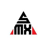 design del logo della lettera triangolare smx con forma triangolare. monogramma smx triangolo logo design. modello di logo vettoriale triangolo smx con colore rosso. logo triangolare smx logo semplice, elegante e lussuoso.