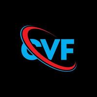 logo cvf. lettera cvf. disegno del logo della lettera cvf. iniziali cvf logo legate a cerchio e logo monogramma maiuscolo. tipografia cvf per marchio tecnologico, commerciale e immobiliare. vettore