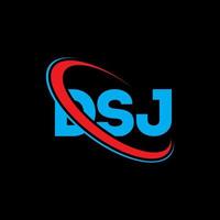 logo dsj. lettera dj. design del logo della lettera dsj. iniziali logo dsj legate da cerchio e logo monogramma maiuscolo. tipografia dsj per il marchio tecnologico, commerciale e immobiliare. vettore