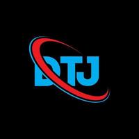 logo dtj. lettera dtj. design del logo della lettera dtj. iniziali logo dtj legate da cerchio e logo monogramma maiuscolo. tipografia dtj per il marchio tecnologico, commerciale e immobiliare. vettore