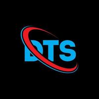 logo dts. lettera dts. design del logo della lettera dts. iniziali dts logo collegate con cerchio e logo monogramma maiuscolo. tipografia dts per il marchio tecnologico, commerciale e immobiliare. vettore