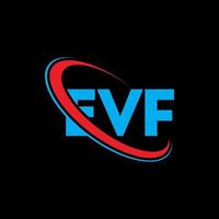 logo evf. lettera evf. design del logo della lettera evf. iniziali evf logo collegate con cerchio e logo monogramma maiuscolo. tipografia evf per il marchio tecnologico, commerciale e immobiliare. vettore