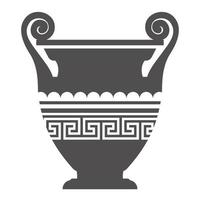 sagoma di vaso greco. antica anfora e vaso con motivo a meandro. illustrazione del glifo. terracotta ceramica argilla. vettore. vettore