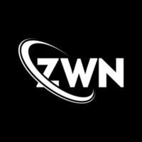 logo zwn. lettera zw. design del logo della lettera zwn. iniziali zwn logo collegate con cerchio e logo monogramma maiuscolo. tipografia zwn per il marchio tecnologico, commerciale e immobiliare. vettore