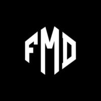 design del logo della lettera fmd con forma poligonale. fmd poligono e design del logo a forma di cubo. fmd modello di logo vettoriale esagonale colori bianco e nero. monogramma fmd, logo aziendale e immobiliare.