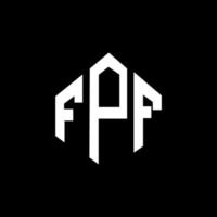 design del logo della lettera fpf con forma poligonale. design del logo a forma di poligono e cubo fpf. colori bianco e nero del modello di logo di vettore di esagono fpf. monogramma fpf, logo aziendale e immobiliare.