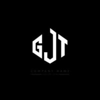 design del logo della lettera gjt con forma poligonale. gjt poligono e design del logo a forma di cubo. gjt esagono logo modello vettoriale colori bianco e nero. gjt monogramma, logo aziendale e immobiliare.