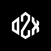 design del logo della lettera ozx con forma poligonale. ozx poligono e design del logo a forma di cubo. ozx modello di logo vettoriale esagonale colori bianco e nero. monogramma ozx, logo aziendale e immobiliare.