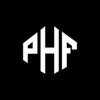 phf lettera logo design con forma poligonale. phf poligono e design del logo a forma di cubo. phf esagono logo modello vettoriale colori bianco e nero. monogramma phf, logo aziendale e immobiliare.