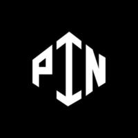 design del logo della lettera pin con forma poligonale. pin poligono e design del logo a forma di cubo. pin esagono vettore logo modello colori bianco e nero. pin monogramma, logo aziendale e immobiliare.