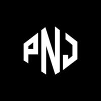 design del logo della lettera pnj con forma poligonale. pnj poligono e design del logo a forma di cubo. pnj modello di logo vettoriale esagonale colori bianco e nero. monogramma pnj, logo aziendale e immobiliare.
