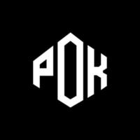 design del logo della lettera pok con forma poligonale. pok poligono e design del logo a forma di cubo. pok esagono logo modello vettoriale colori bianco e nero. monogramma pok, logo aziendale e immobiliare.