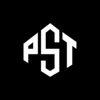 design del logo della lettera pst con forma poligonale. pst poligono e design del logo a forma di cubo. modello di logo vettoriale esagonale pst colori bianco e nero. monogramma pst, logo aziendale e immobiliare.