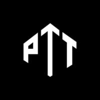 design del logo della lettera ptt con forma poligonale. ptt poligono e design del logo a forma di cubo. ptt esagono logo modello vettoriale colori bianco e nero. monogramma ptt, logo aziendale e immobiliare.