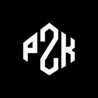 design del logo della lettera pzk con forma poligonale. pzk poligono e design del logo a forma di cubo. colori bianco e nero del modello di logo vettoriale esagonale pzk. monogramma pzk, logo aziendale e immobiliare.