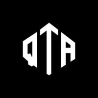 design del logo della lettera qta con forma poligonale. qta poligono e design del logo a forma di cubo. modello di logo vettoriale esagonale qta colori bianco e nero. monogramma qta, logo aziendale e immobiliare.