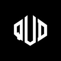 design del logo della lettera qud con forma poligonale. qud poligono e design del logo a forma di cubo. modello di logo vettoriale esagonale qud colori bianco e nero. monogramma qud, logo aziendale e immobiliare.