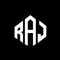 design del logo della lettera raj con forma poligonale. design del logo a forma di poligono e cubo raj. raj esagonale modello logo vettoriale colori bianco e nero. monogramma raj, logo aziendale e immobiliare.