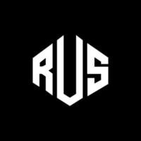 design del logo della lettera rus con forma poligonale. rus poligono e design del logo a forma di cubo. rus esagonale modello logo vettoriale colori bianco e nero. monogramma rus, logo aziendale e immobiliare.