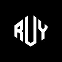 design del logo della lettera ruy con forma poligonale. ruy poligono e design del logo a forma di cubo. colore bianco e nero del modello di logo vettoriale esagonale ruy. monogramma ruy, logo aziendale e immobiliare.