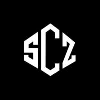 scz lettera logo design con forma poligonale. scz poligono e design del logo a forma di cubo. scz esagono logo modello vettoriale colori bianco e nero. monogramma scz, logo aziendale e immobiliare.