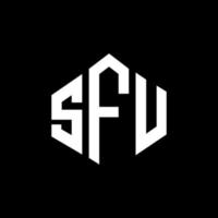 design del logo della lettera sfu con forma poligonale. poligono sfu e design del logo a forma di cubo. sfu modello di logo vettoriale esagonale colori bianco e nero. monogramma sfu, logo aziendale e immobiliare.