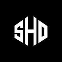 sho lettera logo design con forma poligonale. sho poligono e design del logo a forma di cubo. sho esagonale modello logo vettoriale colori bianco e nero. monogramma sho, logo aziendale e immobiliare.