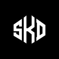 design del logo della lettera skd con forma poligonale. skd poligono e design del logo a forma di cubo. skd esagono logo modello vettoriale colori bianco e nero. monogramma skd, logo aziendale e immobiliare.
