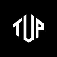 design del logo della lettera tup con forma poligonale. tup poligono e design del logo a forma di cubo. tup esagonale modello logo vettoriale colori bianco e nero. monogramma tup, logo aziendale e immobiliare.