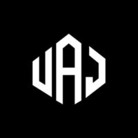 design del logo della lettera uaj con forma poligonale. uaj poligono e design del logo a forma di cubo. uaj modello di logo vettoriale esagonale colori bianco e nero. monogramma uaj, logo aziendale e immobiliare.