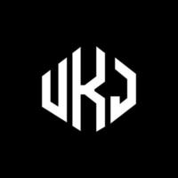 design del logo della lettera ukj con forma poligonale. ukj poligono e design del logo a forma di cubo. ukj modello di logo vettoriale esagonale colori bianco e nero. monogramma ukj, logo aziendale e immobiliare.