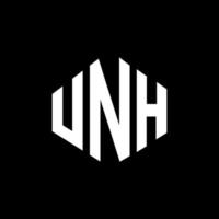 design del logo della lettera unh con forma poligonale. unh poligono e design del logo a forma di cubo. unh modello di logo vettoriale esagonale colori bianco e nero. monogramma unh, logo aziendale e immobiliare.