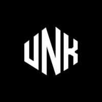 unk lettera logo design con forma poligonale. unk poligono e design del logo a forma di cubo. unk esagono vettore logo modello colori bianco e nero. monogramma unk, logo aziendale e immobiliare.