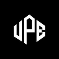 design del logo della lettera upe con forma poligonale. design del logo a forma di poligono e cubo upe. upe esagono modello logo vettoriale colori bianco e nero. monogramma upe, logo aziendale e immobiliare.