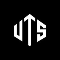 design del logo della lettera uts con forma poligonale. uts poligono e design del logo a forma di cubo. uts esagono vettore logo modello colori bianco e nero. monogramma uts, logo aziendale e immobiliare.