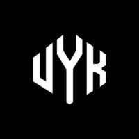 design del logo della lettera uyk con forma poligonale. uyk poligono e design del logo a forma di cubo. uyk modello di logo vettoriale esagonale colori bianco e nero. monogramma uyk, logo aziendale e immobiliare.