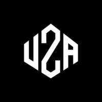 design del logo della lettera uza con forma poligonale. uza poligono e design del logo a forma di cubo. uza esagono logo modello vettoriale colori bianco e nero. monogramma uza, logo aziendale e immobiliare.