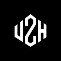 design del logo della lettera uzh con forma poligonale. uzh poligono e design del logo a forma di cubo. uzh modello di logo vettoriale esagonale colori bianco e nero. monogramma uzh, logo aziendale e immobiliare.