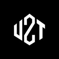 design del logo della lettera uzt con forma poligonale. design del logo a forma di poligono e cubo uzt. colore bianco e nero del modello di logo vettoriale esagonale uzt. monogramma uzt, logo aziendale e immobiliare.