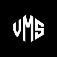 design del logo della lettera vms con forma poligonale. vms poligono e design del logo a forma di cubo. vms modello di logo vettoriale esagonale colori bianco e nero. monogramma vms, logo aziendale e immobiliare.