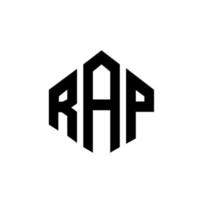 design del logo della lettera rap con forma poligonale. design del logo a forma di poligono rap e cubo. colore bianco e nero del modello di logo di vettore di esagono rap. monogramma rap, logo aziendale e immobiliare.
