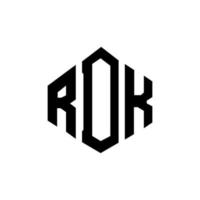 design del logo della lettera rdk con forma poligonale. rdk poligono e design del logo a forma di cubo. rdk modello di logo vettoriale esagonale colori bianco e nero. monogramma rdk, logo aziendale e immobiliare.