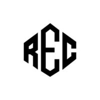 design del logo della lettera rec con forma poligonale. rec poligono e design del logo a forma di cubo. rec modello di logo vettoriale esagonale colori bianco e nero. monogramma rec, logo aziendale e immobiliare.