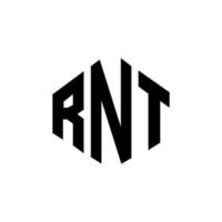 design del logo della lettera rnt con forma poligonale. rnt poligono e design del logo a forma di cubo. rnt modello di logo vettoriale esagonale colori bianco e nero. monogramma rnt, logo aziendale e immobiliare.