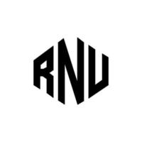rnu lettera logo design con forma poligonale. rnu poligono e design del logo a forma di cubo. modello di logo vettoriale esagonale rnu colori bianco e nero. monogramma rnu, logo aziendale e immobiliare.