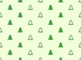 modello senza cuciture del personaggio dei cartoni animati dell'albero su sfondo verde. stile pixel vettore