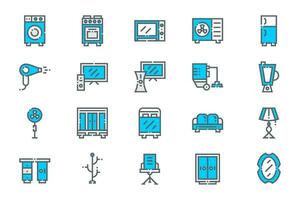 icone blu degli elettrodomestici interni vettore