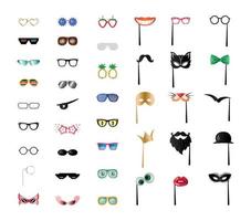 raccolta di maschere e occhiali vettore