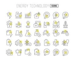 set di icone lineari della tecnologia energetica vettore